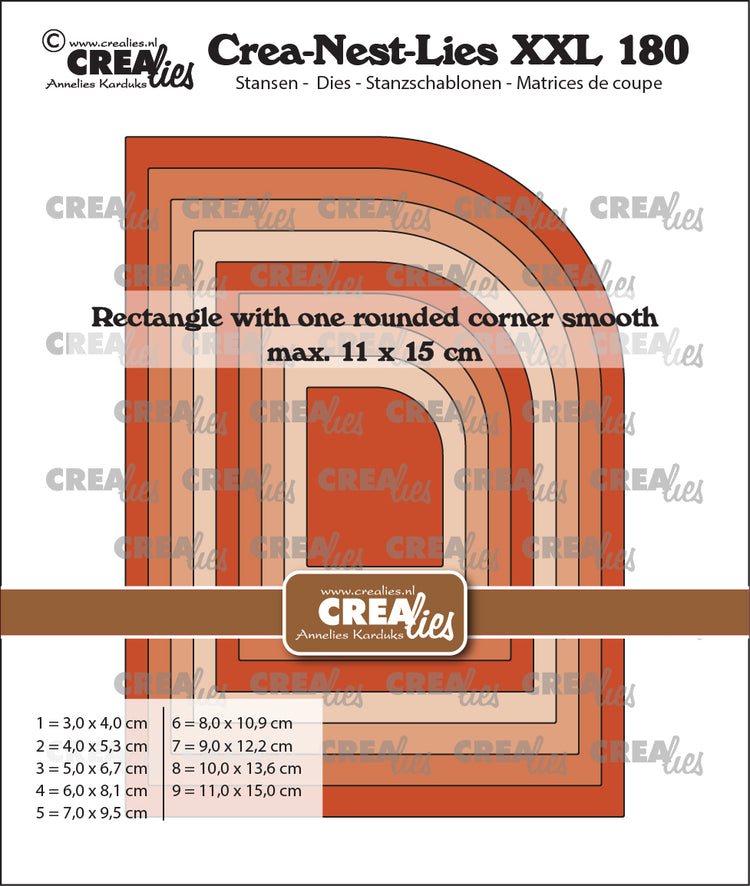 Crealies • crea-nest-lies xxl Stanzrechteck mit einer glatten abgerundeten Ecke
