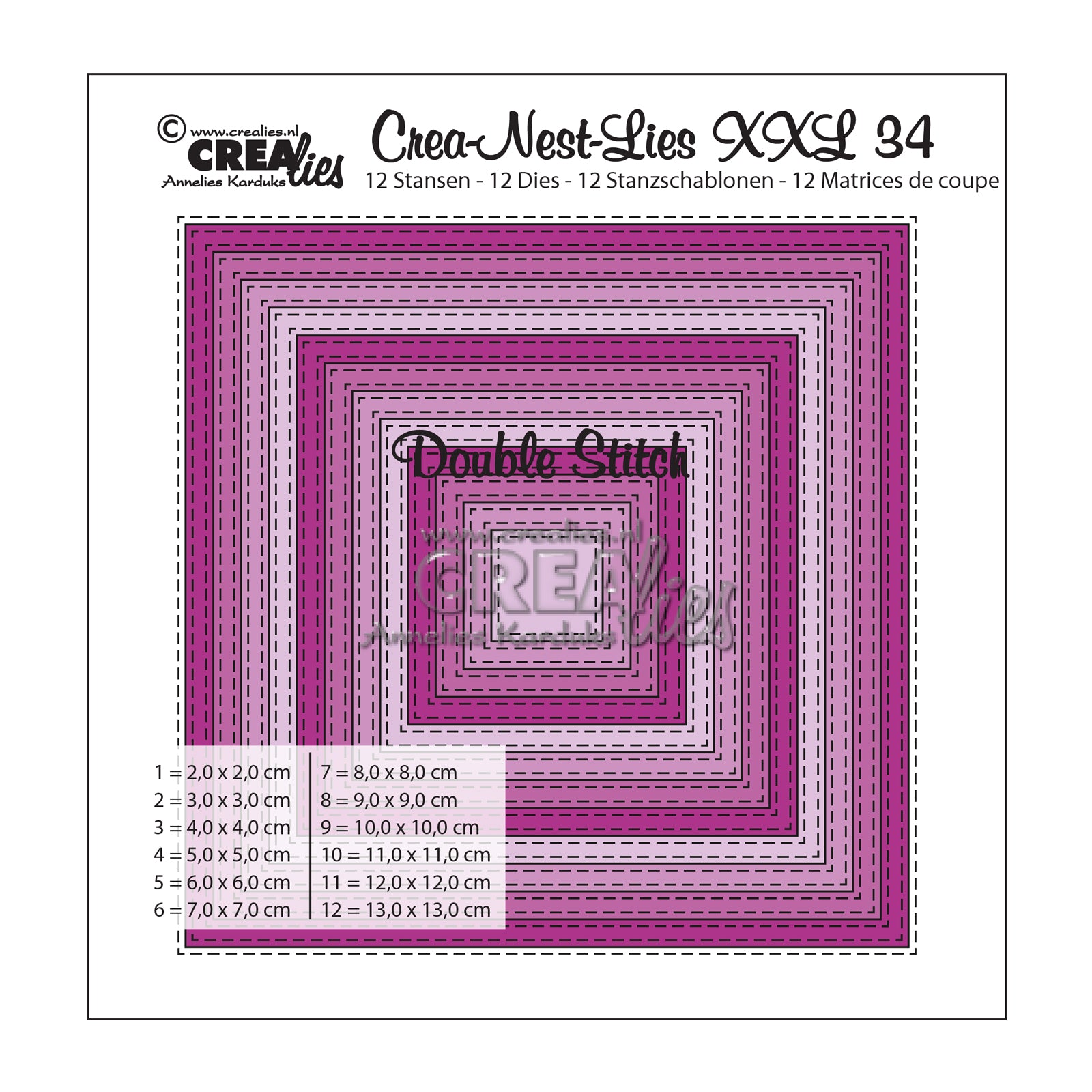 Crealies • Crea-Nest-Lies XXL-Schnittschablone Nr. 34 quadratisch