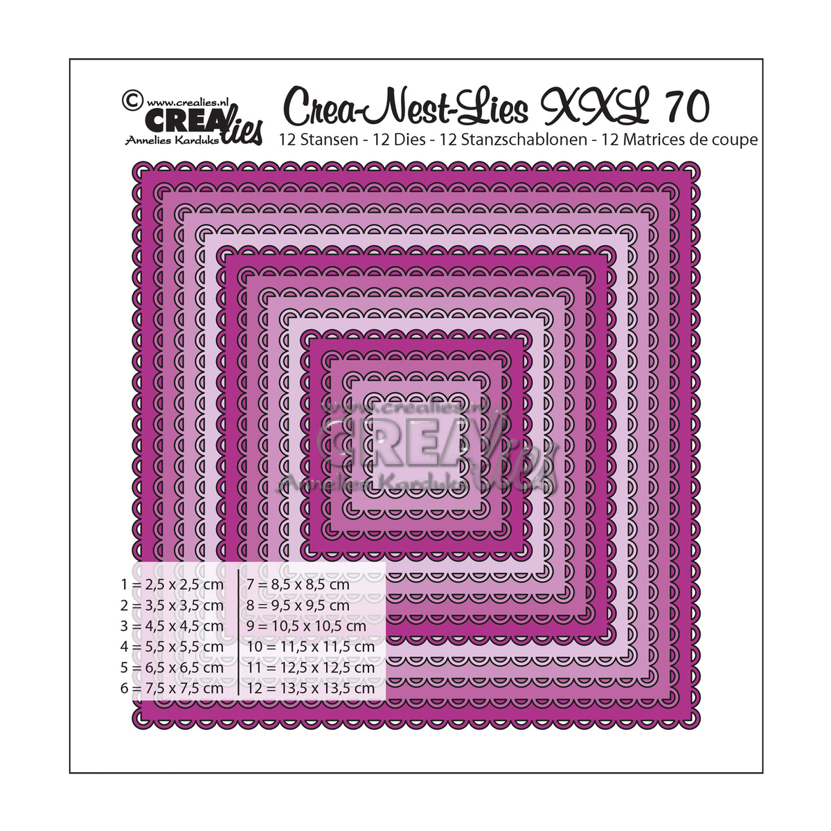 Crealies • Crea-Nest-Lies XXL-Schnittschablone Nr. 70 Quadrate