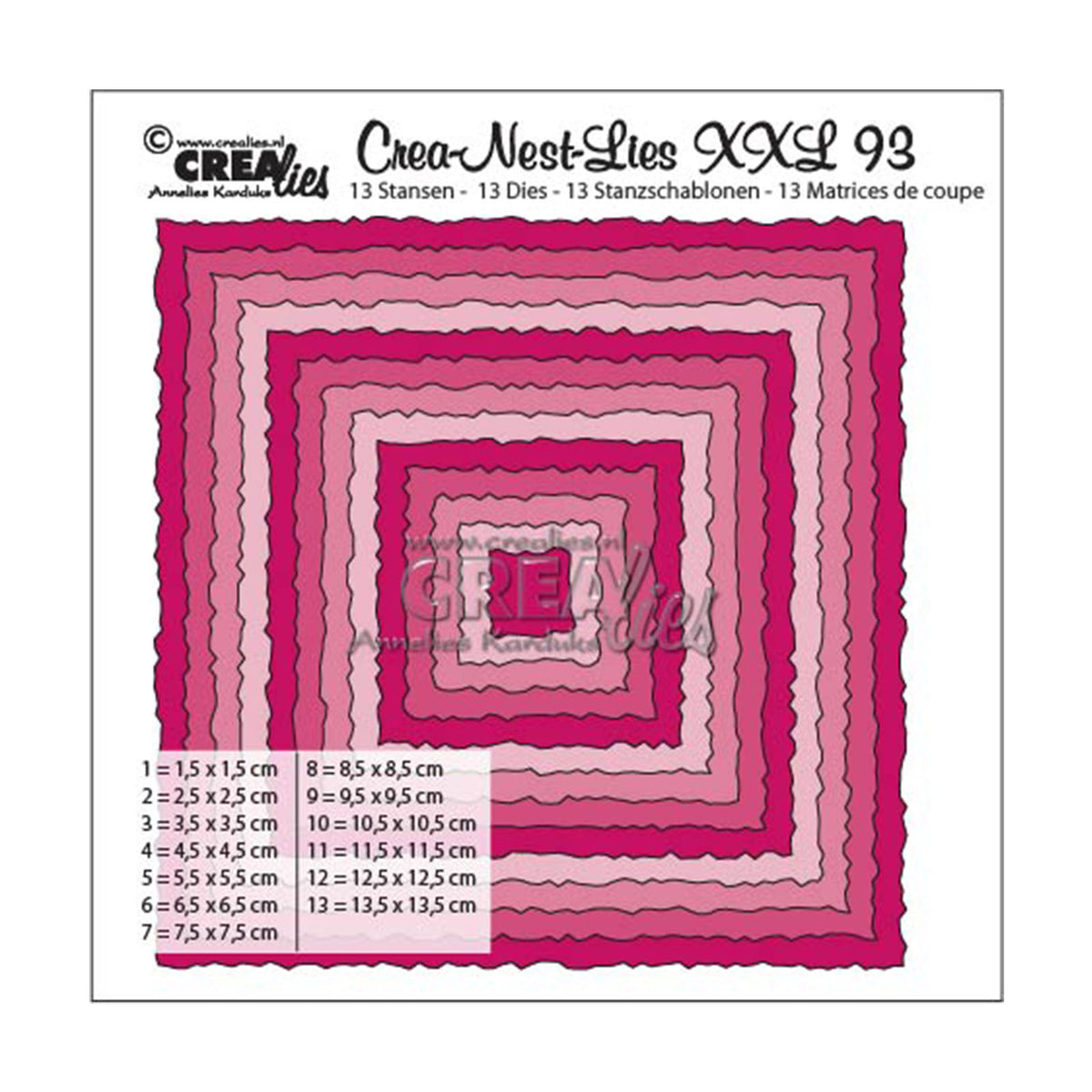 Crealies • crea-nest-lies XXL-Quadrate mit rohen Kanten