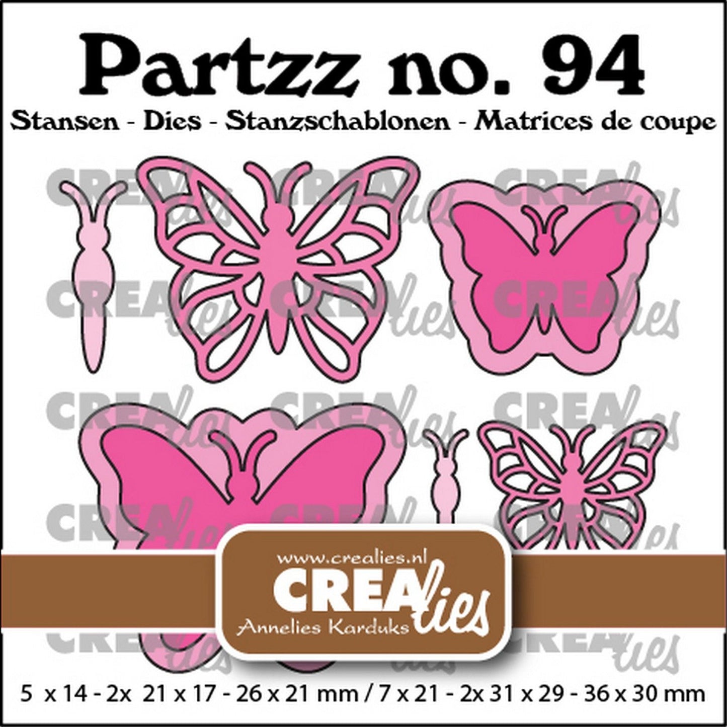 Crealies • Schmetterlings-Stanzform B, mittelgroß und klein