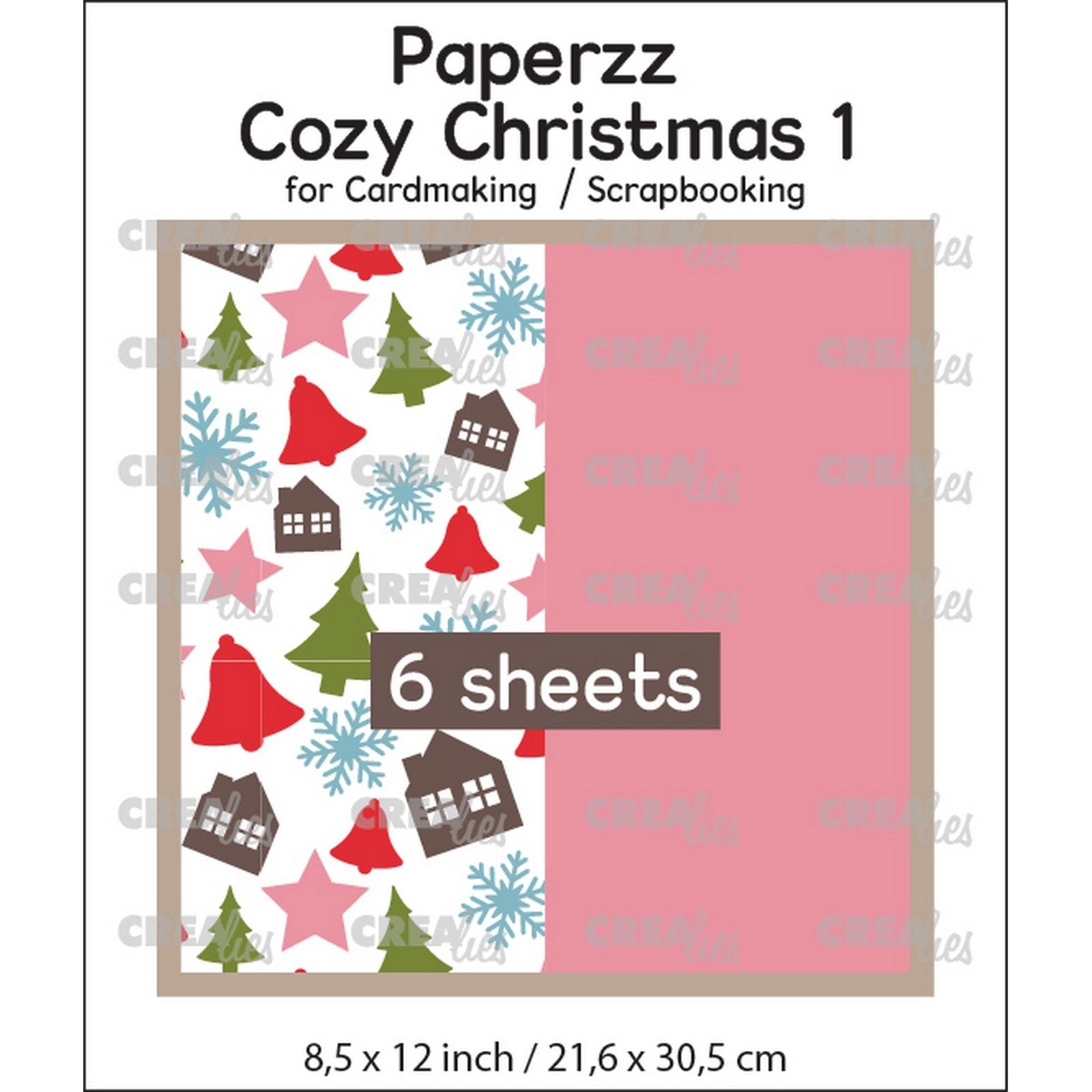 Crealies • paperzz 6x gemütliches Weihnachtsblatt 1: verschiedene + rosa