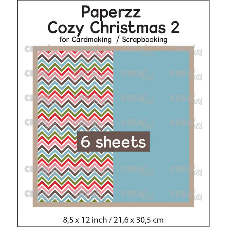 Crealies • paperzz 6x gemütliches Weihnachtsblatt 2: Zickzack + Blau