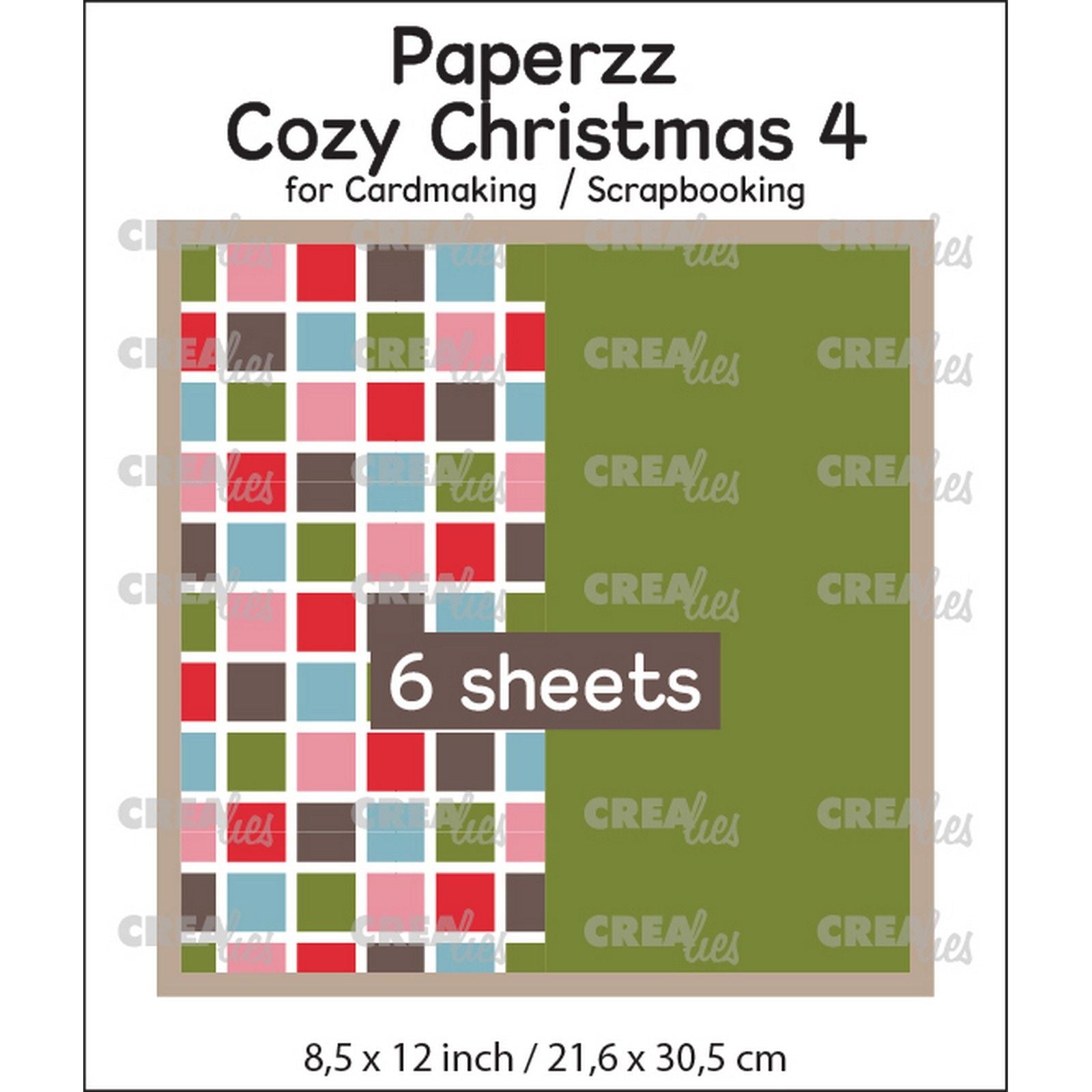 Crealies • paperzz 6x gemütliches Weihnachtsblatt 4: Quadrate + Grün