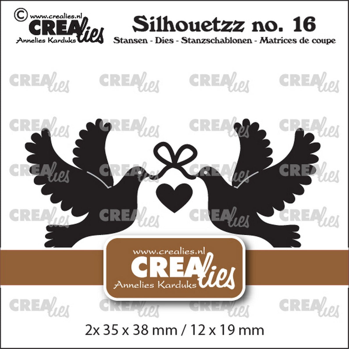 Crealies • Silhouettezz Stanzformen Tauben mit Herz