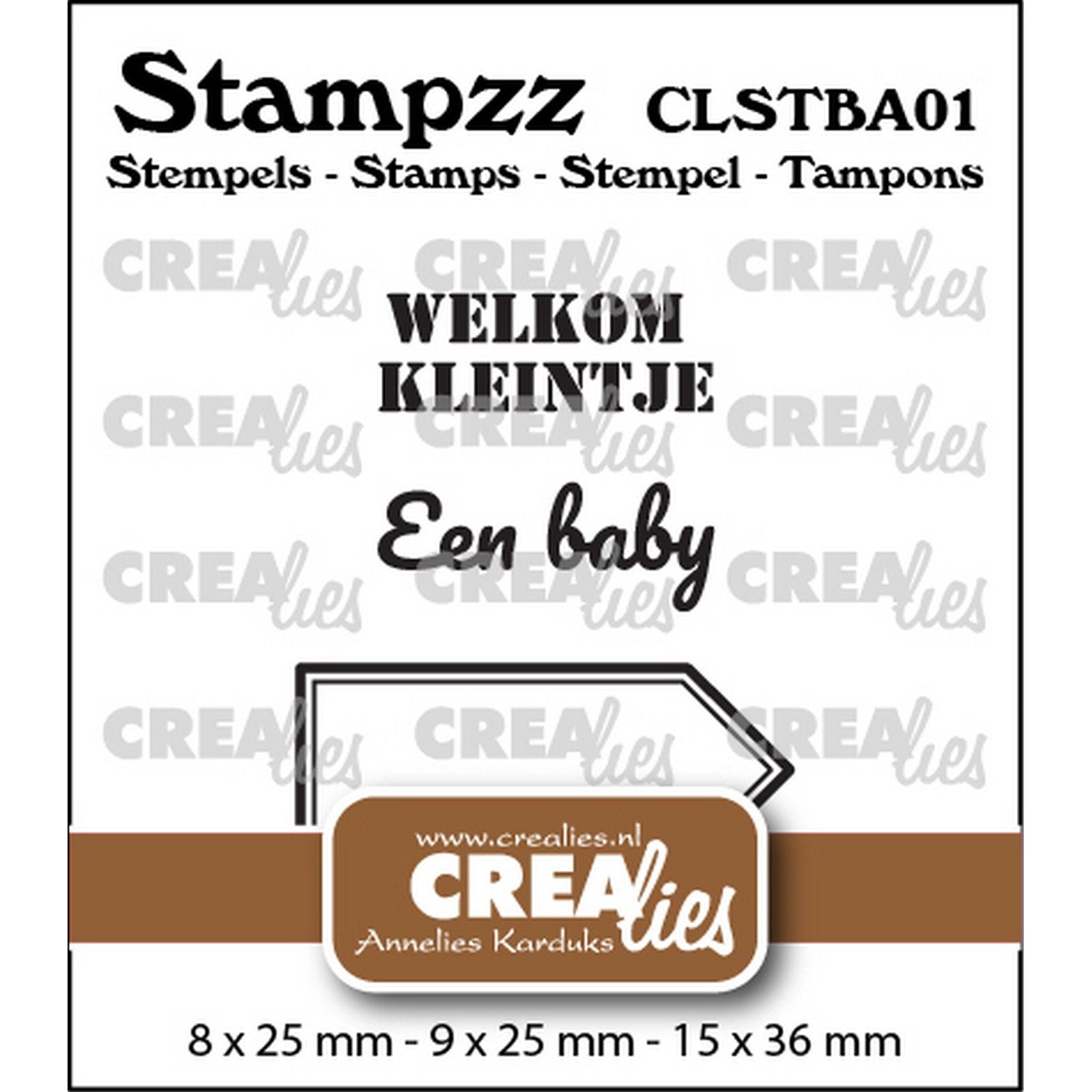 Crealies • Stampzz-Stempelset Baby 01: 2 Texte + 1 Etikettenetikett