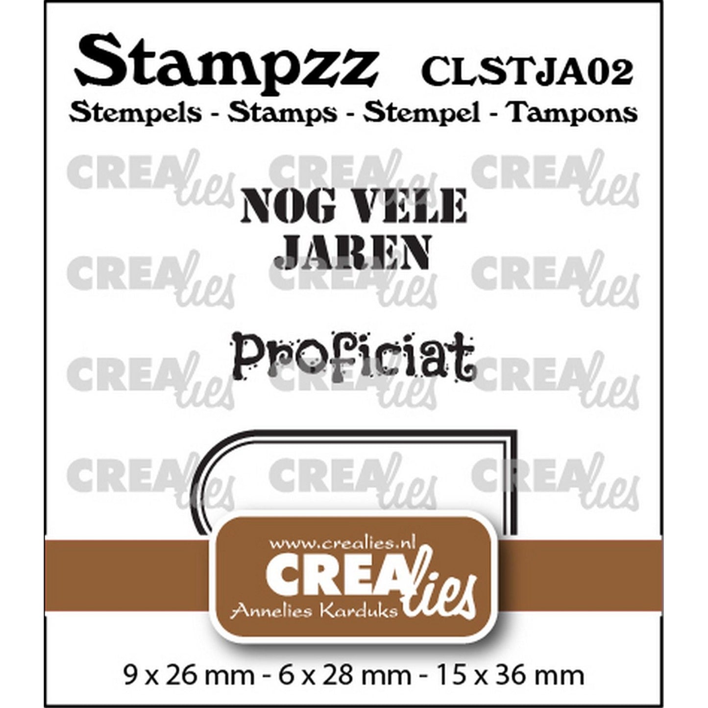Crealies • Stampzz-Stempelset Geburtstag 02: 2 Texte + 1 Etikettenetikett
