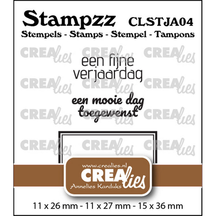 Crealies • Stampzz-Stempelset Geburtstag 04: 2 Texte + 1 Etikettenetikett