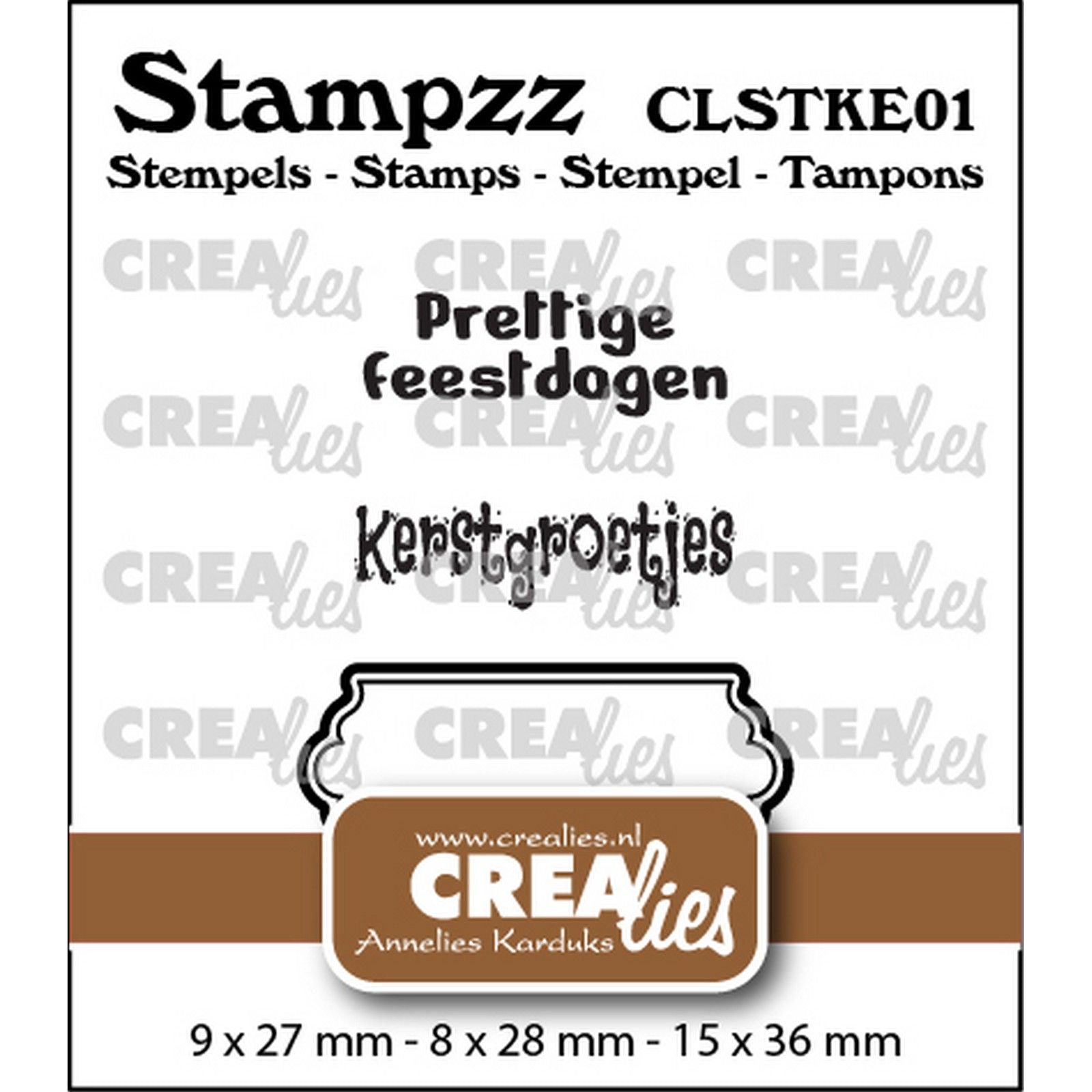 Crealies • stampzz Stempelset Weihnachten 01: 2 Texte + 1 Tag-Etikett