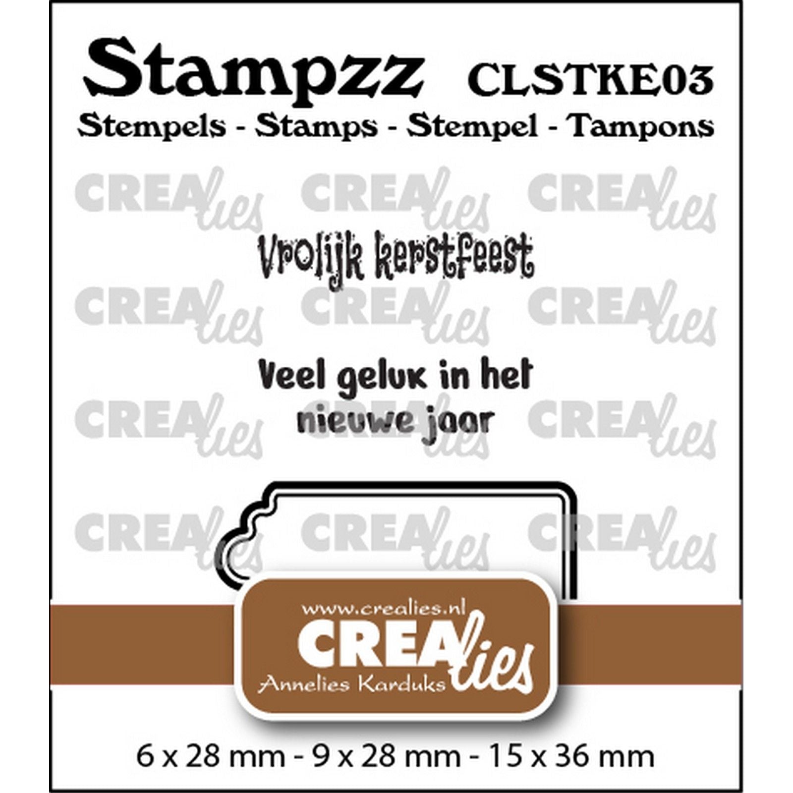 Crealies • stampzz Stempelset Weihnachten 03: 2 Texte + 1 Tag-Etikett