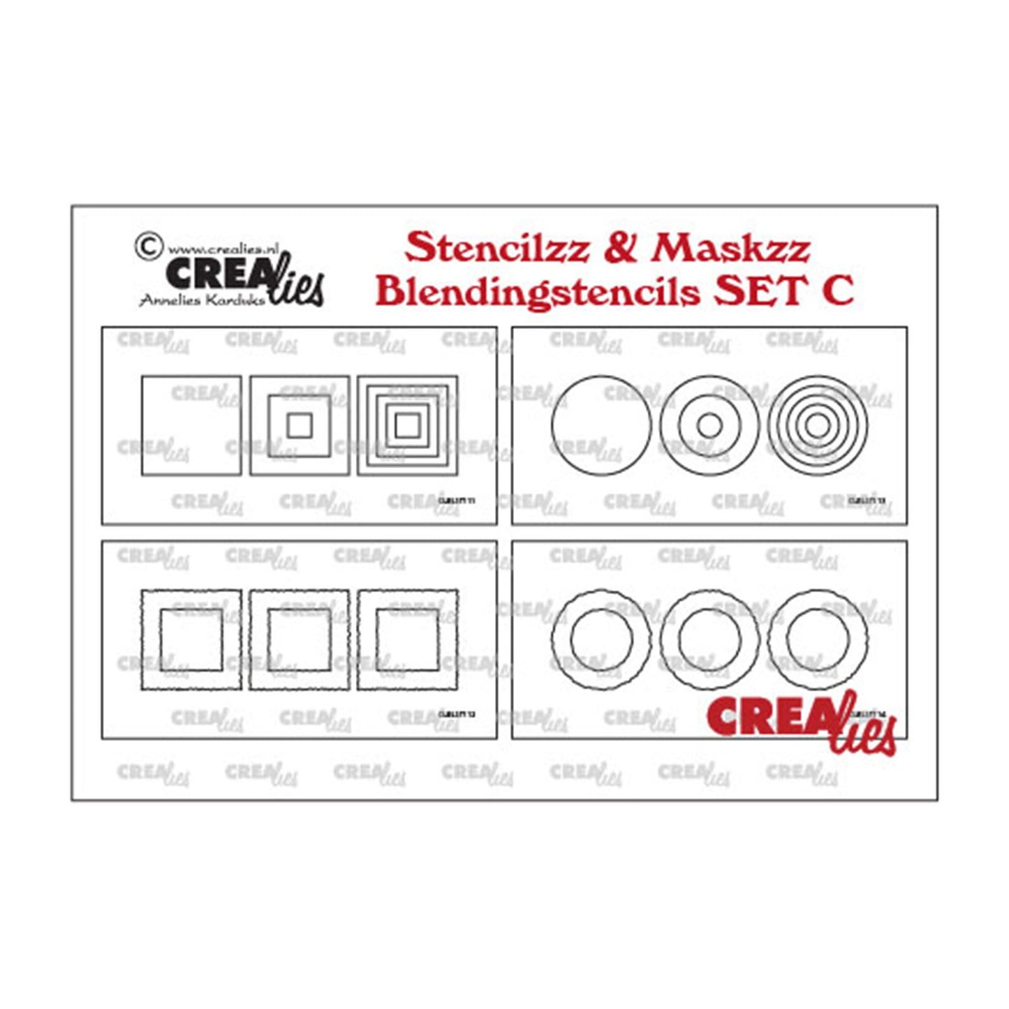 Crealies • stencilzz 4x Slimline glatte und raue Kanten