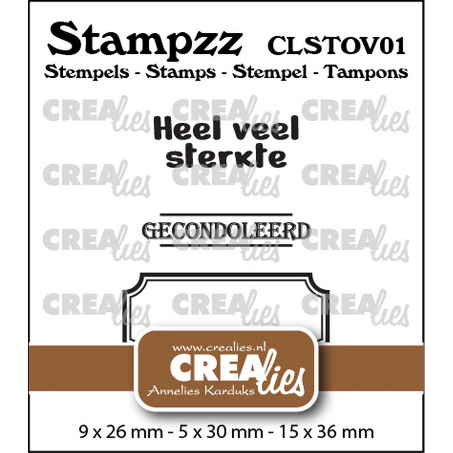 Crealies • Stampzz Stempelset Tod 01: 2 Texte + 1 Tag-Etikett