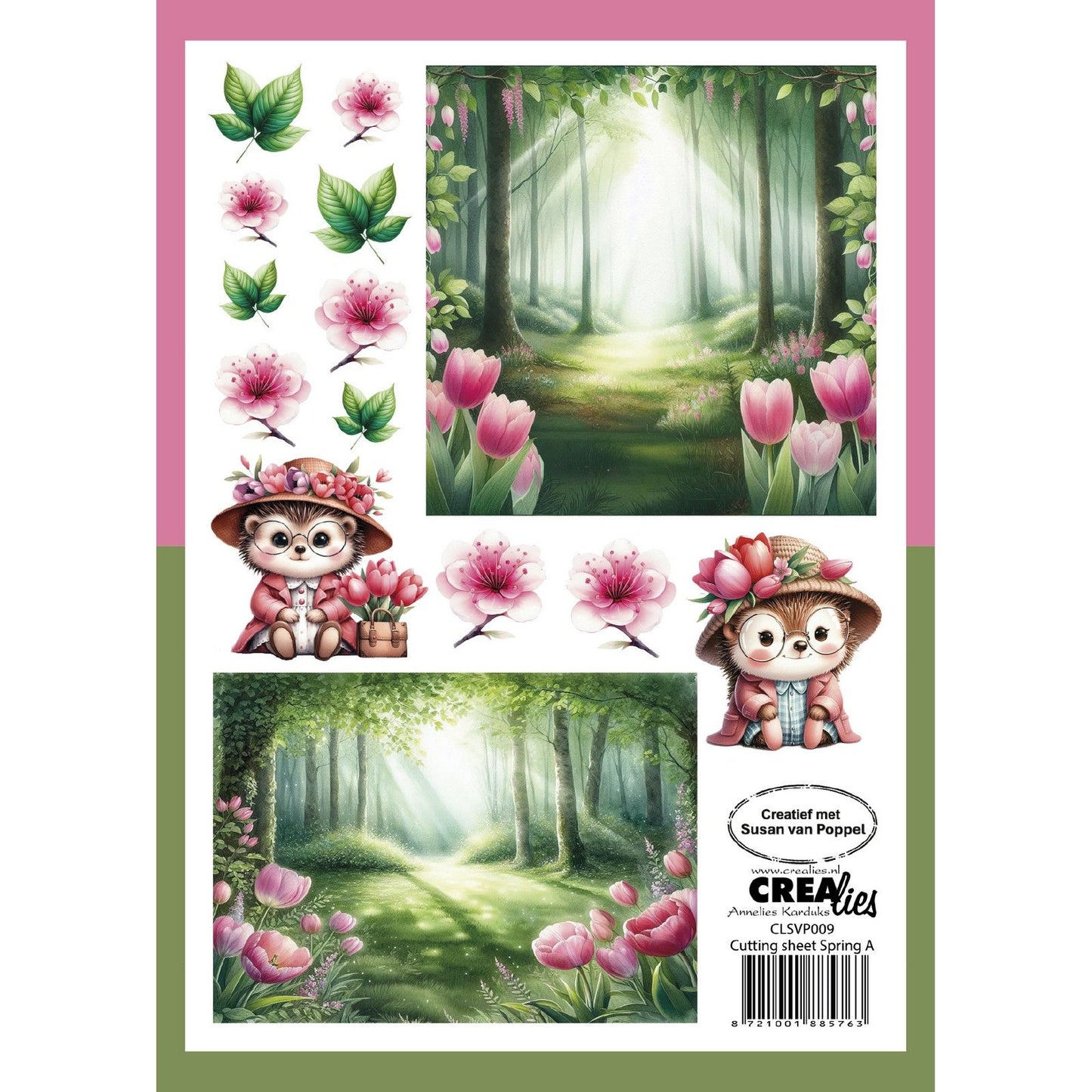 Crealies • Schneideblätter Papierblock Frühling von 8 Blatt