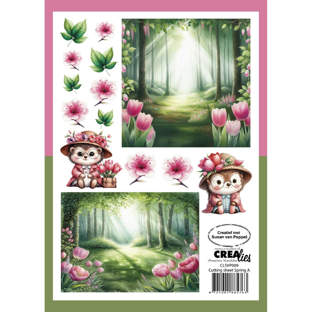 Crealies • Schneideblätter Papierblock Frühling von 8 Blatt