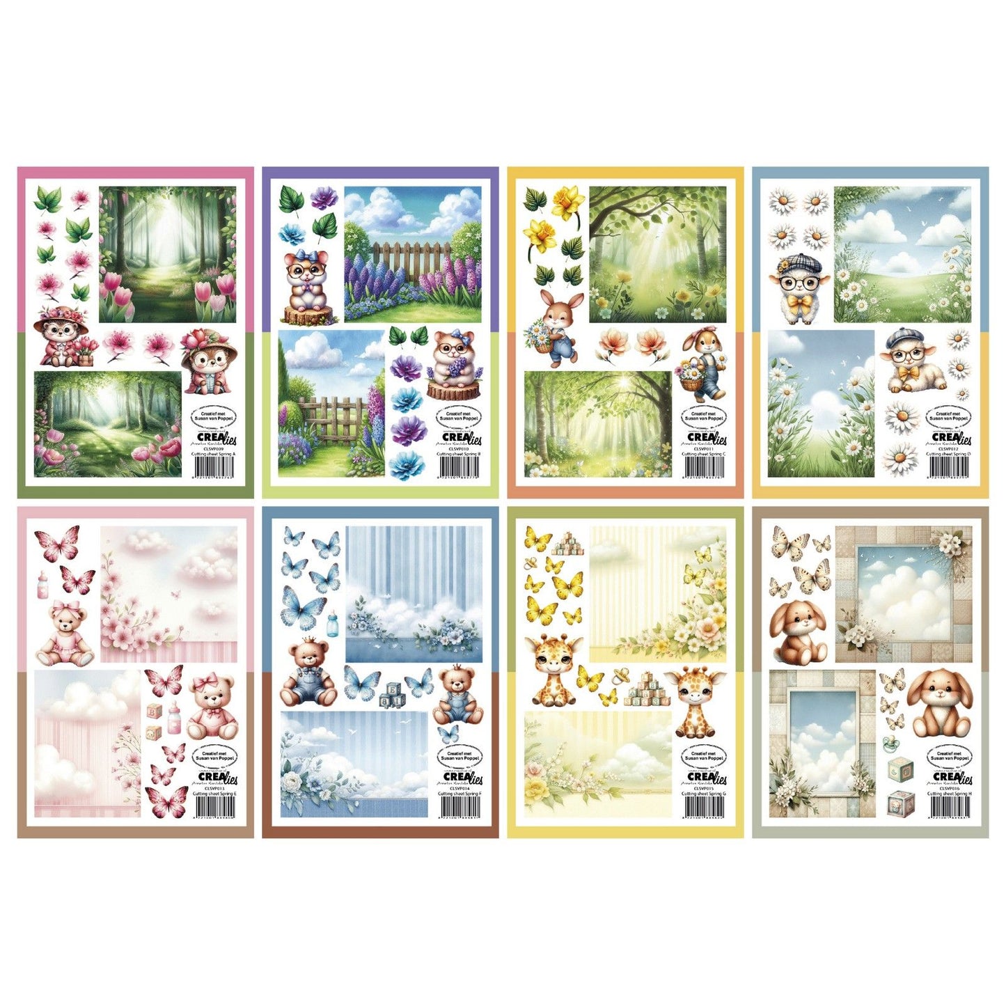 Crealies • Schneideblätter Papierblock Frühling von 8 Blatt