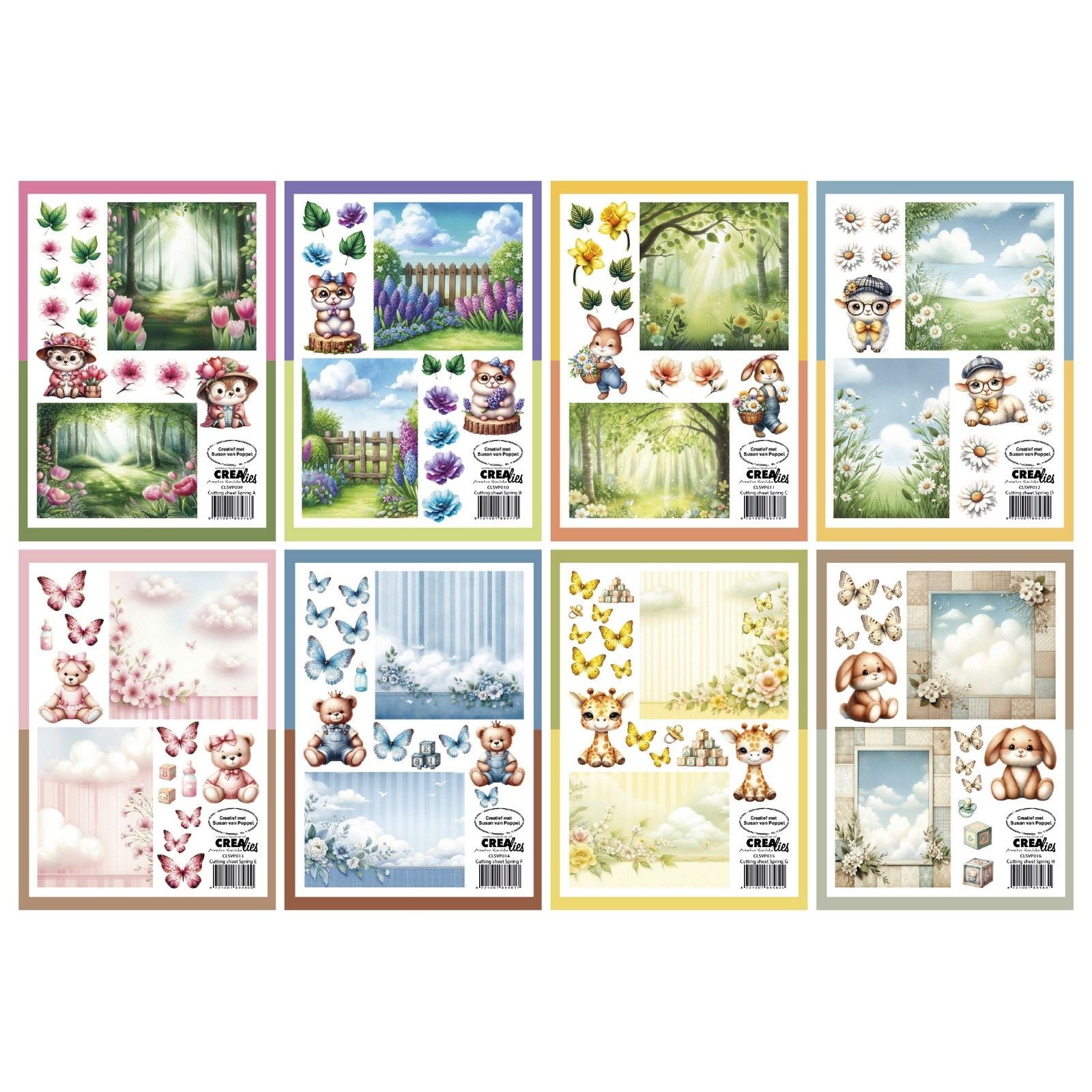 Crealies • Schneideblätter Papierblock Frühling von 8 Blatt