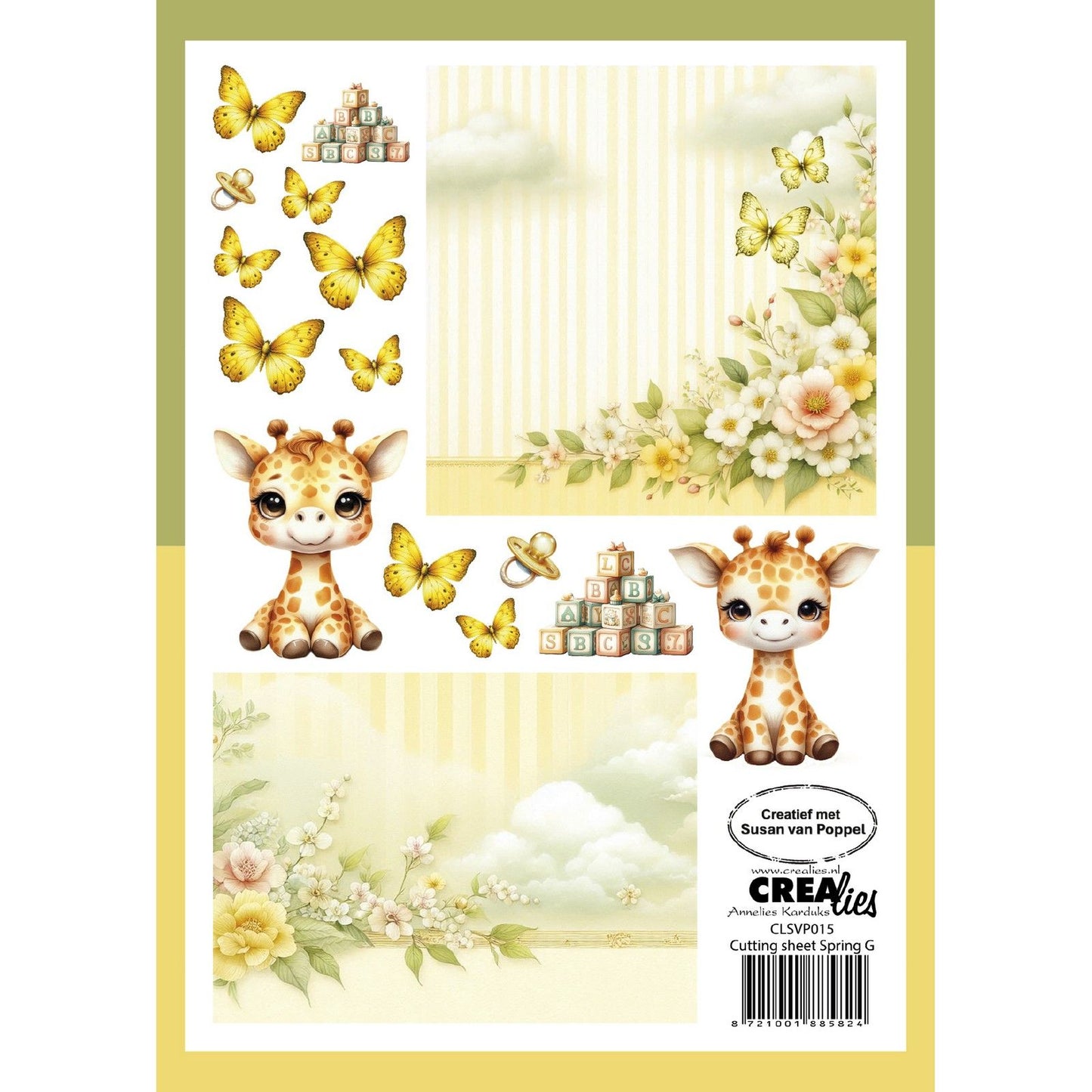 Crealies • Schneideblätter Papierblock Feder g 8 Blatt