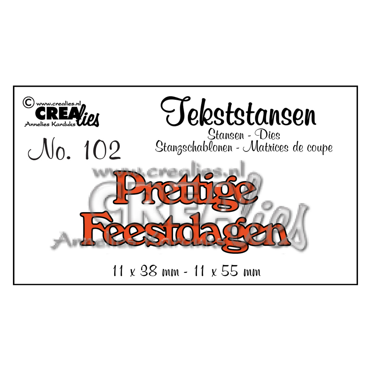 Crealies • Stanzschablone Niederländischer Text Nr. 102 Frohe Feiertage