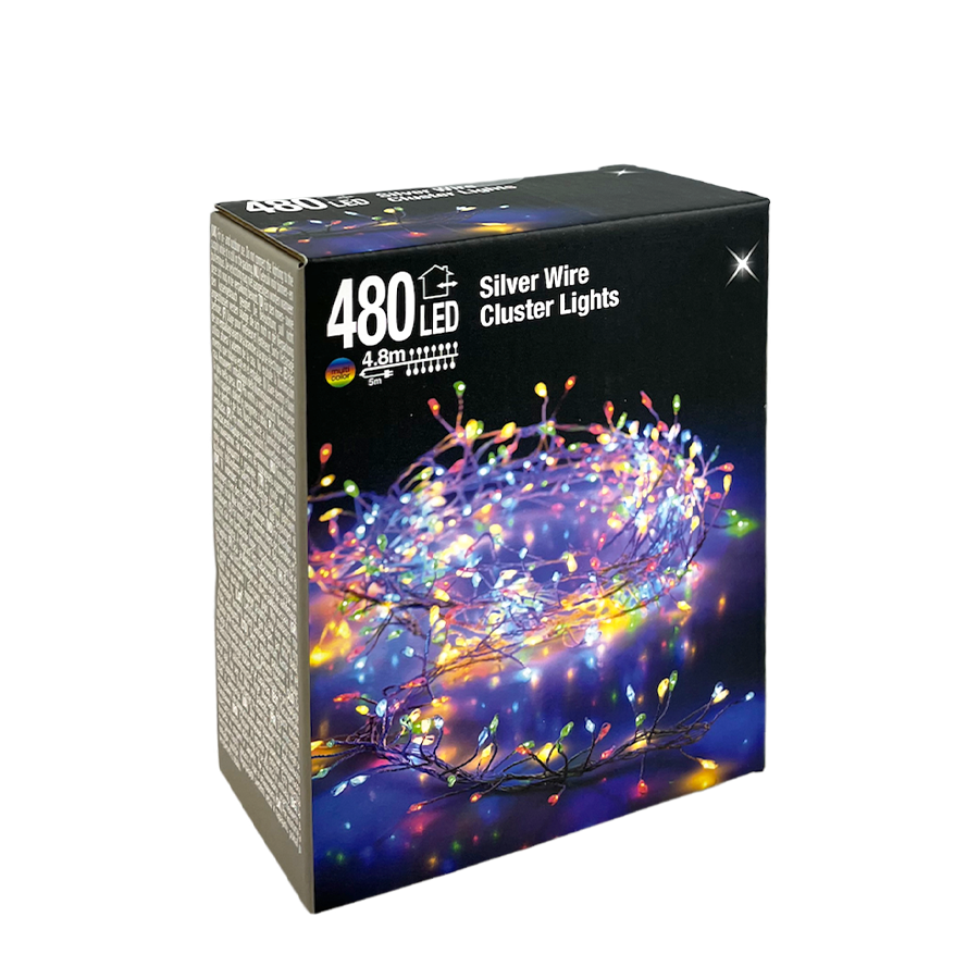 Cluster-Draht-LED mehrfarbig 480 LEDs 480 cm
