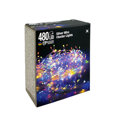 Cluster-Draht-LED mehrfarbig 480 LEDs 480 cm