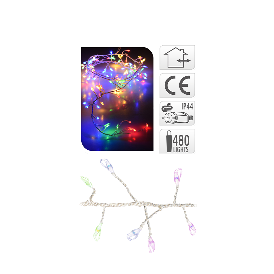 Cluster-Draht-LED mehrfarbig 480 LEDs 480 cm