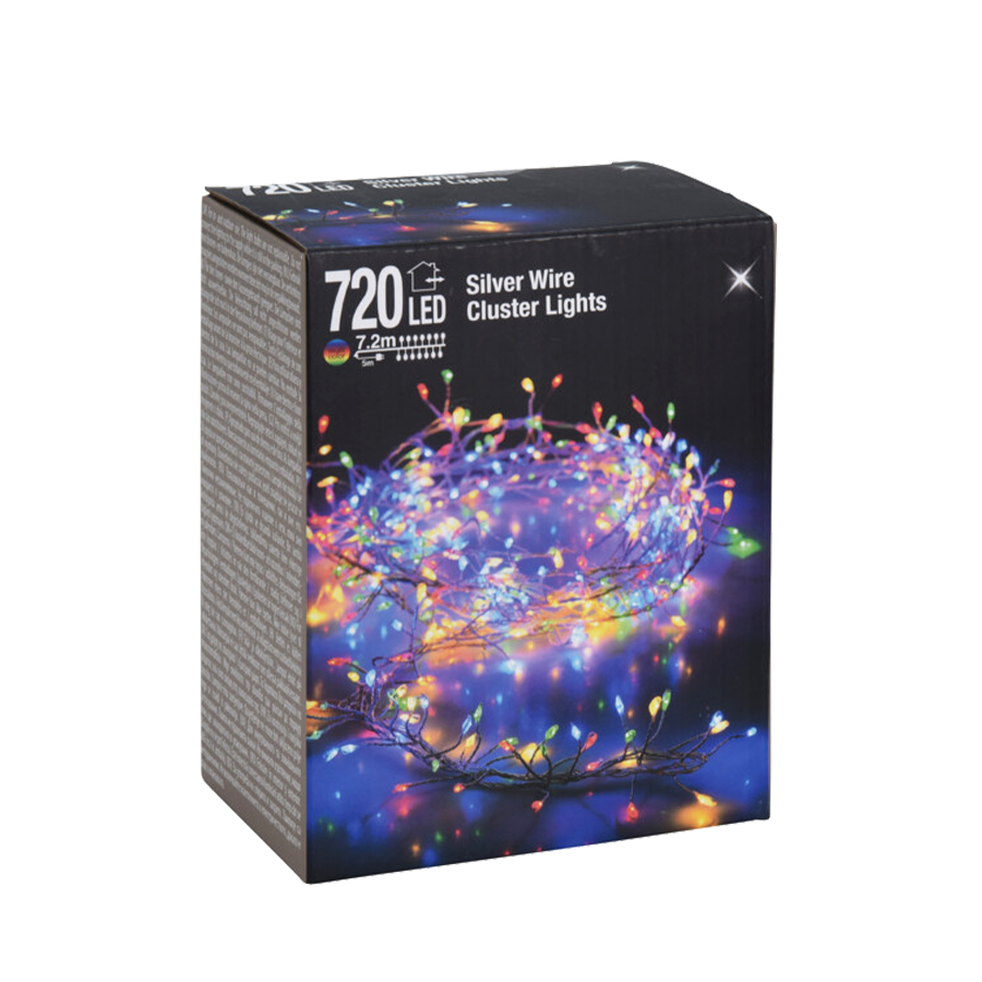 Cluster-Draht-LED mehrfarbig 720 LEDs 720 cm