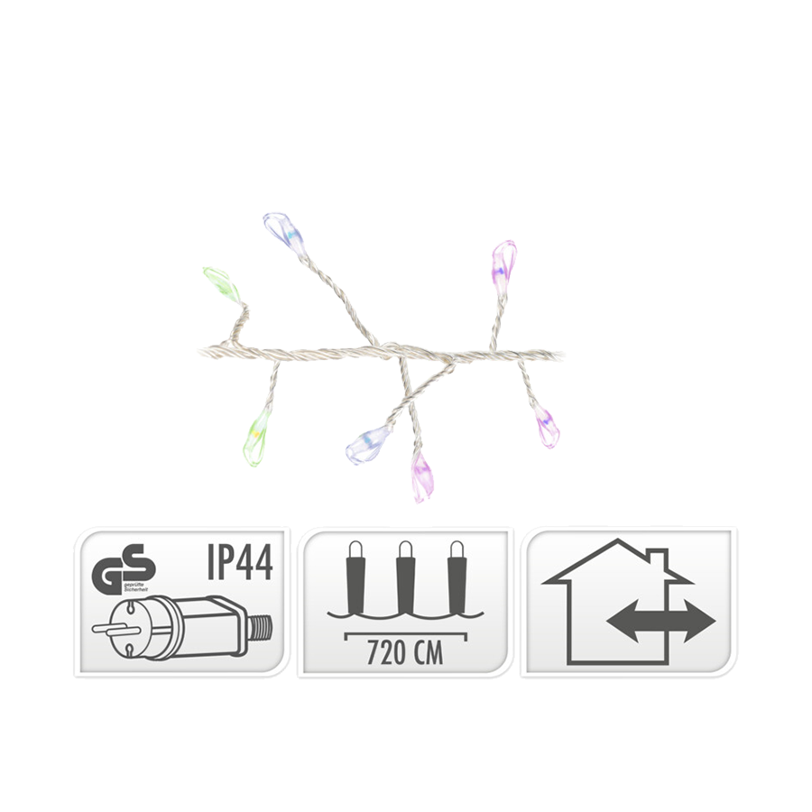 Cluster-Draht-LED mehrfarbig 720 LEDs 720 cm
