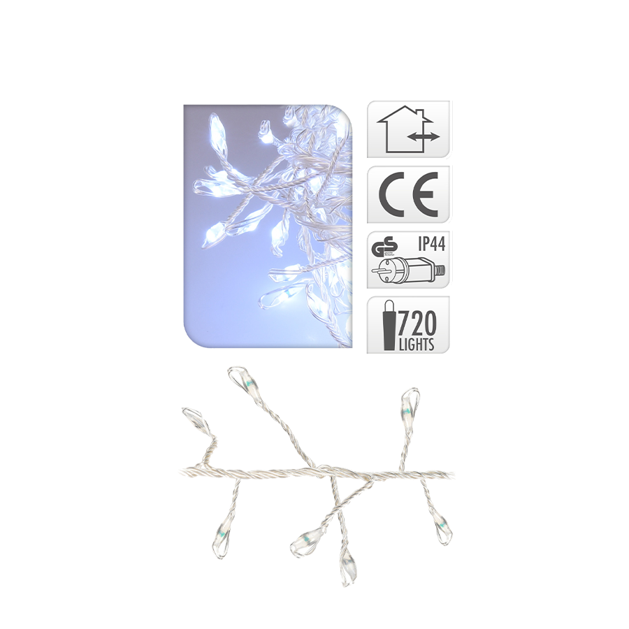 Clusterdraht weiß 720 LEDs 720cm