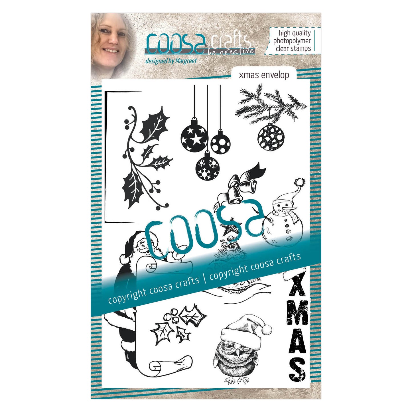 Coosa Crafts • Transparenter Stempel Nr. 17, Weihnachtsumschlag
