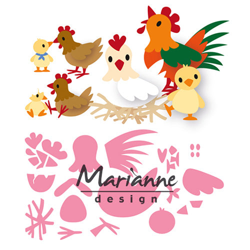 Marianne Design • Sammlerstücke, Stanz- und Prägeschablone, Elines Hühnerfamilie