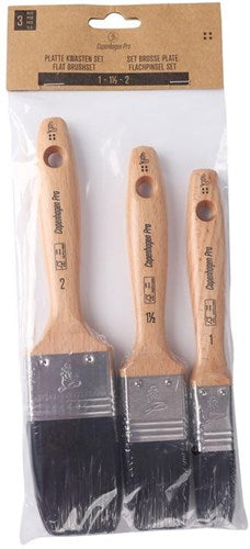 Copenhagen Pro Pinselset – Flachpinsel – Größe 1-1,5-2 – Kunsthaar – 3-teilig – FSC-Holzgriff – 23.900.04