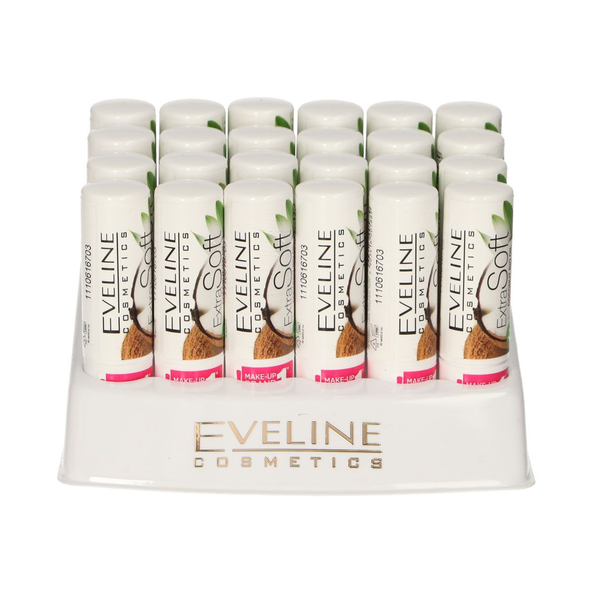 Eveline extra weicher Bio-Lippenbalsam Kokosnuss Display 24 Stück