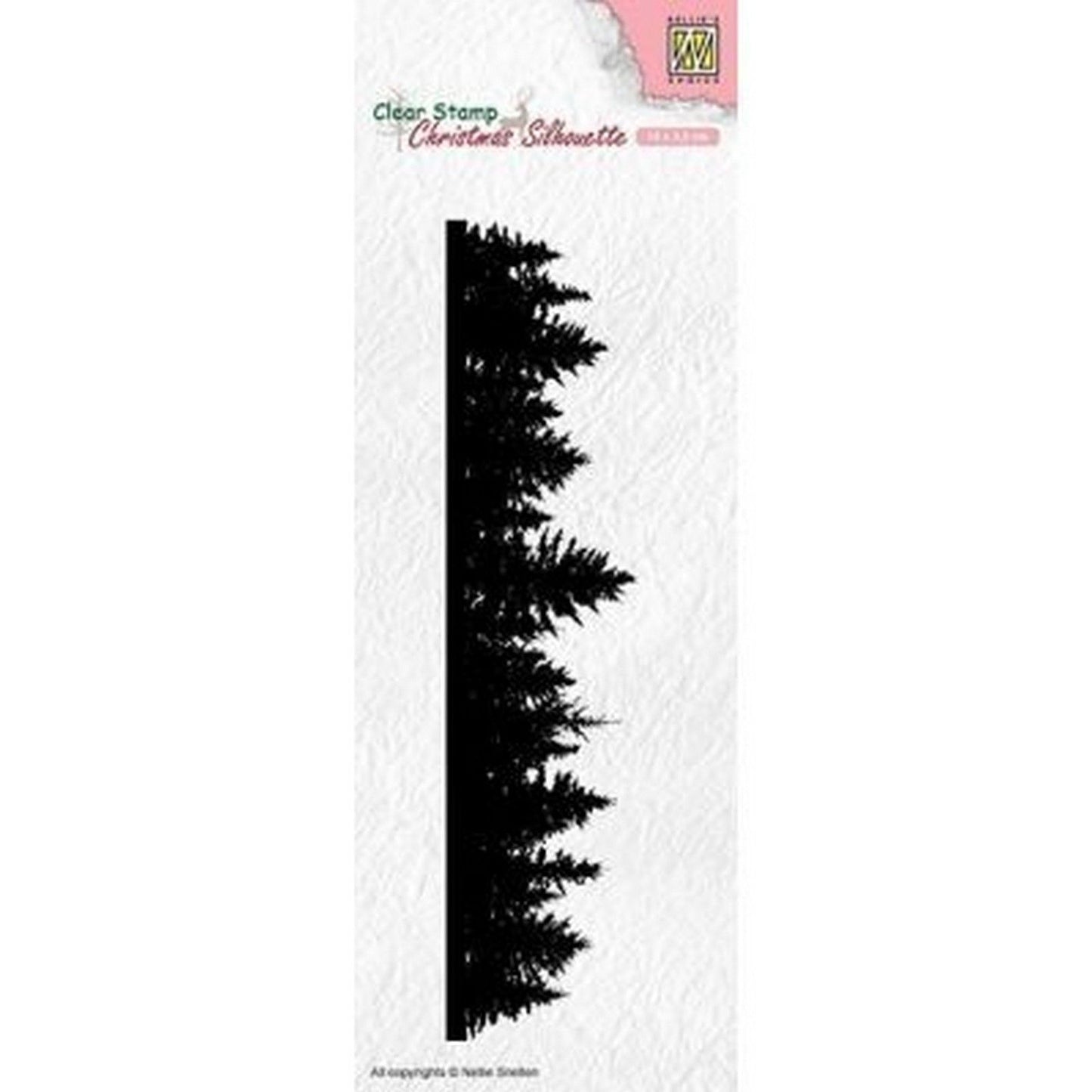 Nellies Wahl • Klarer Stempel „Weihnachtssilhouetten“ mit Tannenbaumrand (15 x 3,5 cm)