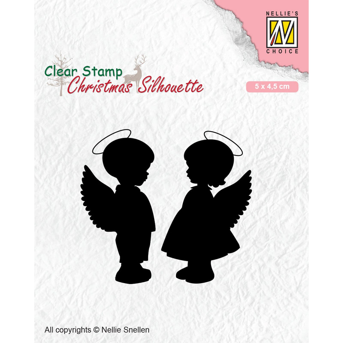 Nellies Wahl • Weihnachts-Silhouetten-Klarstempel, Engelsmädchen und -junge (5 x 4,5 cm)