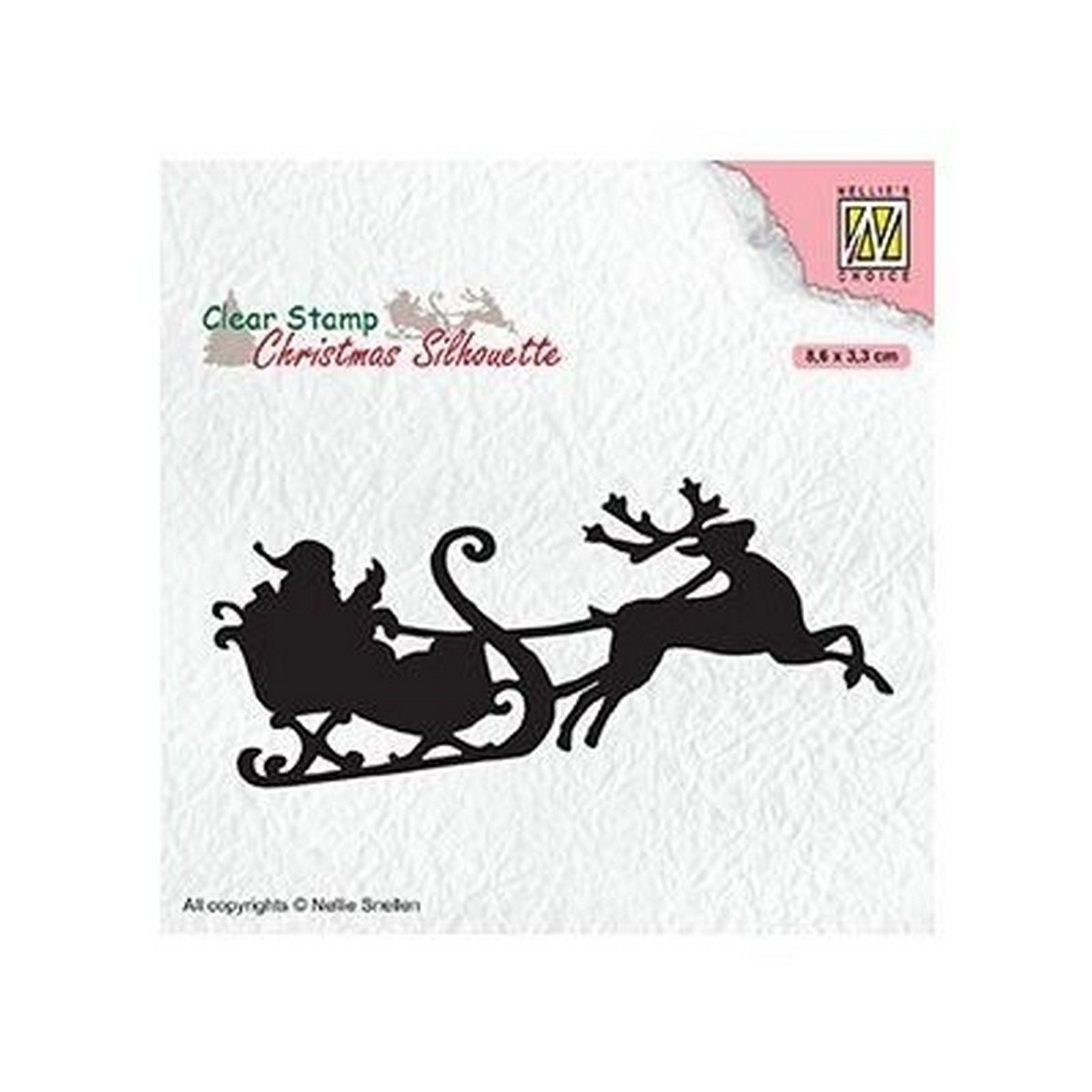 Nellies Wahl • Klarsichtstempel „Weihnachtssilhouetten“, Weihnachtsmann mit Rentierschlitten (86 x 33 mm)