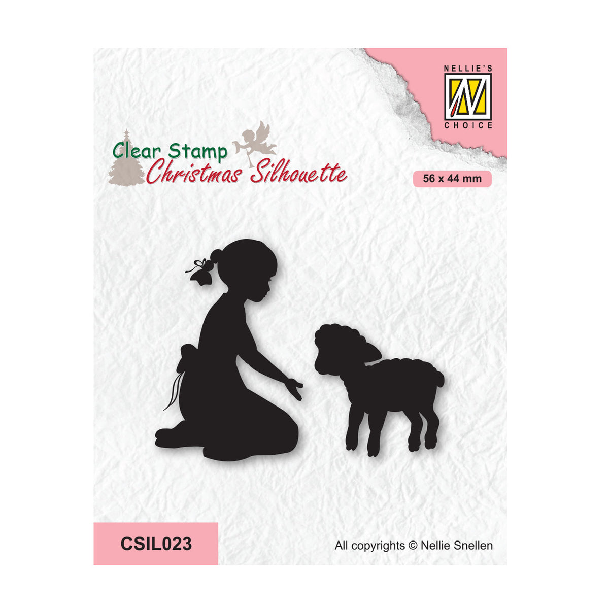 Nellies Wahl • Weihnachts-Silhouetten-Klarstempel „Mädchen mit Lamm“.