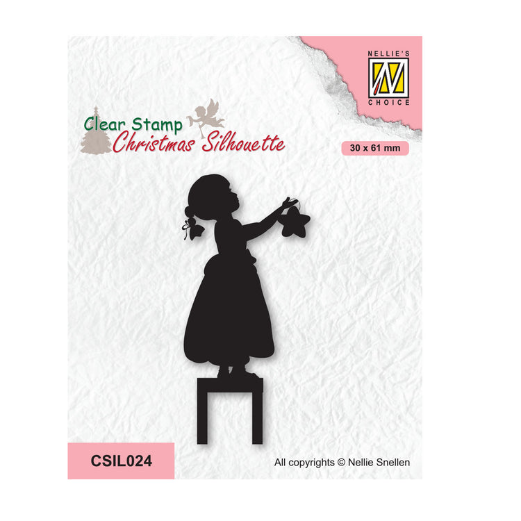 Nellies Wahl • Weihnachts-Silhouetten-Klarstempel, kleines Mädchen dekorierend