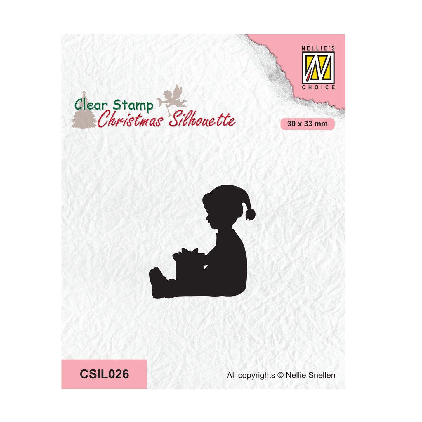 Nellies Wahl • Klarsichtstempel „Weihnachtssilhouetten“, kleiner Junge hat ein Geschenk bekommen