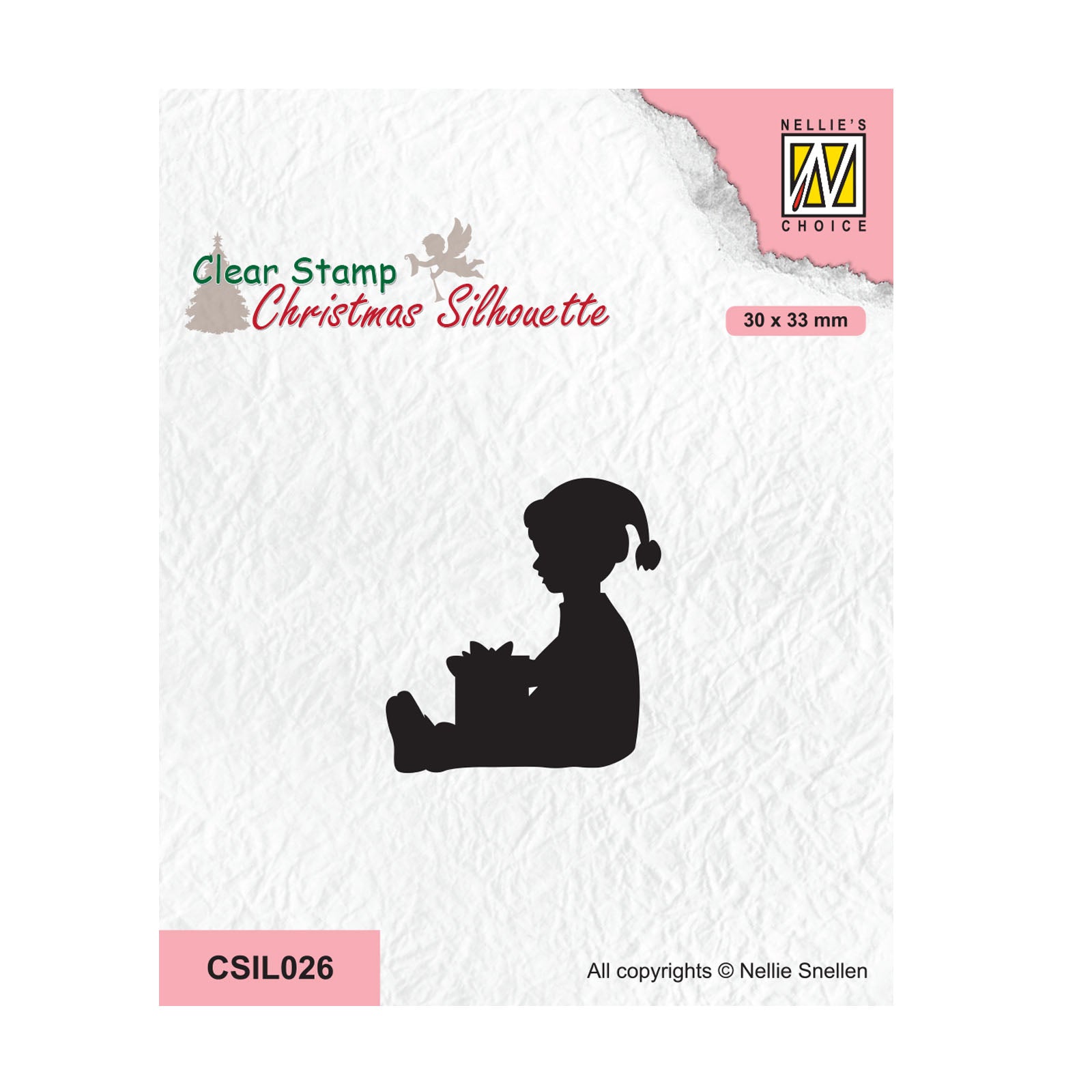 Nellies Wahl • Klarsichtstempel „Weihnachtssilhouetten“, kleiner Junge hat ein Geschenk bekommen
