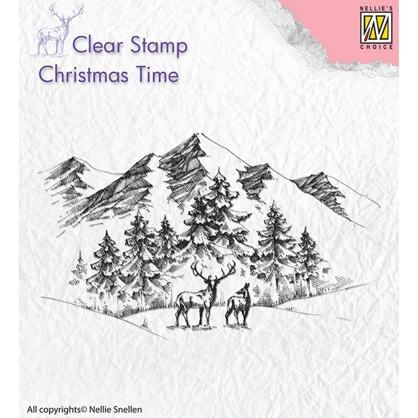 Nellies Wahl • Weihnachtszeit-Klarstempel, Winterlandschaft mit Hirschen