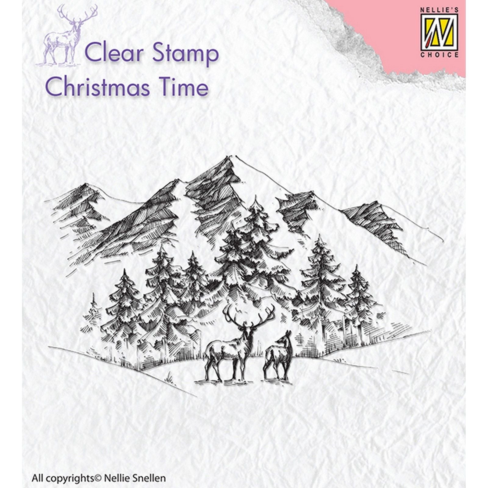 Nellies Wahl • Weihnachtszeit-Klarstempel, Winterlandschaft mit Hirschen