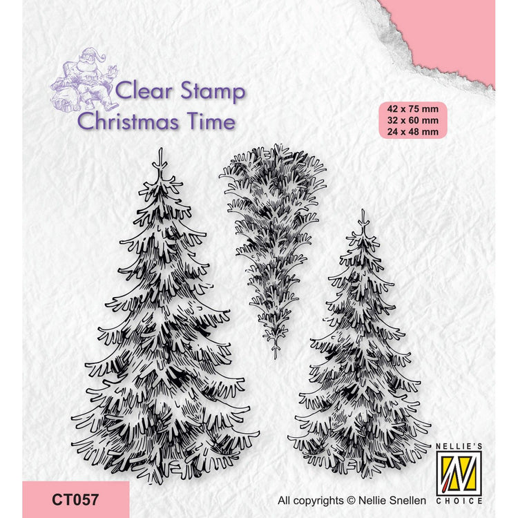 Nellies Wahl • Klarsichtstempel zur Weihnachtszeit, 3 schneebedeckte Tannenbäume