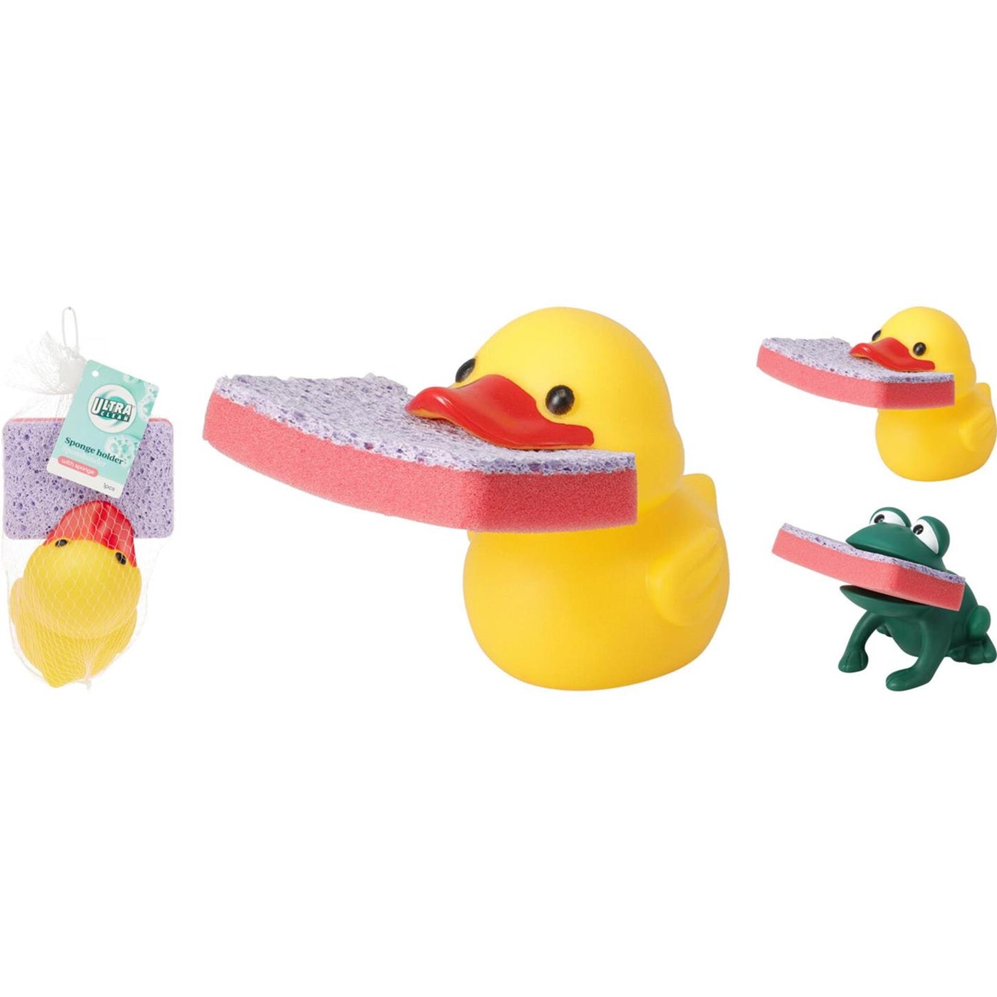 Schwammhalter mit Moosgummi-Ente oder -Frosch