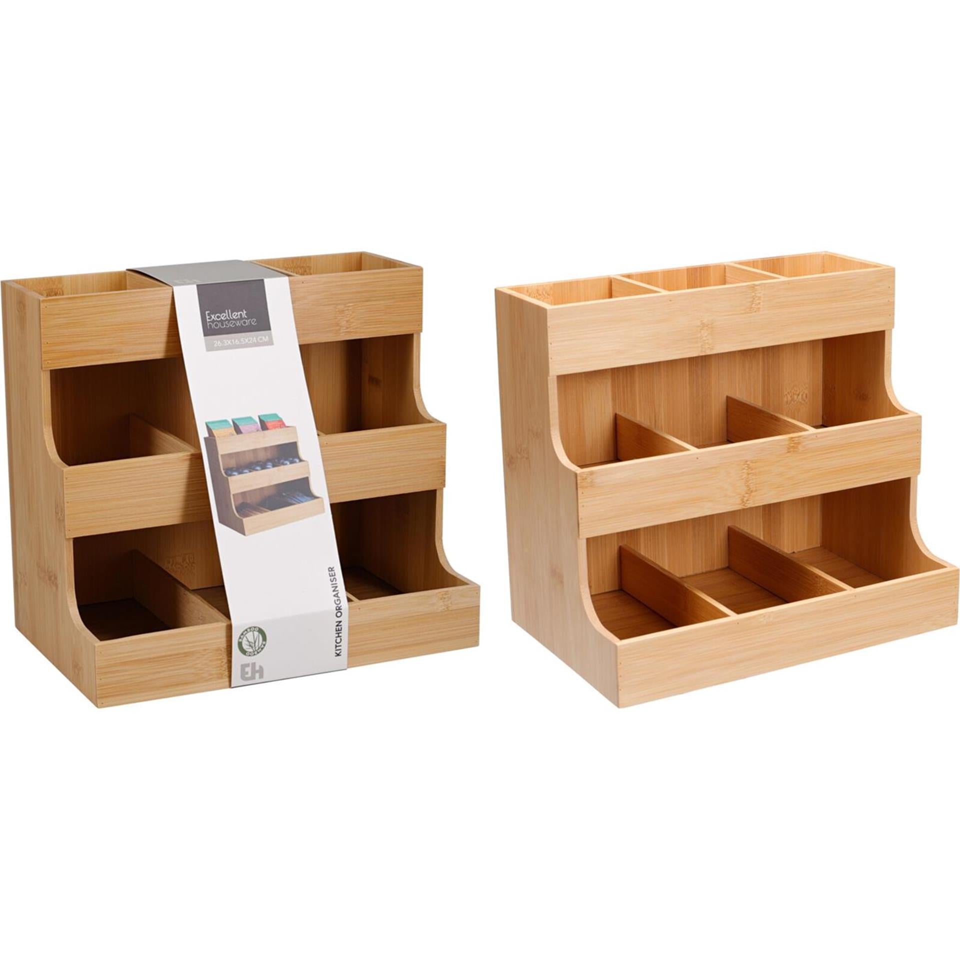 Ausgezeichneter Haushaltswaren-Küchenorganisator aus Bambus, 26 x 17 x 24 cm