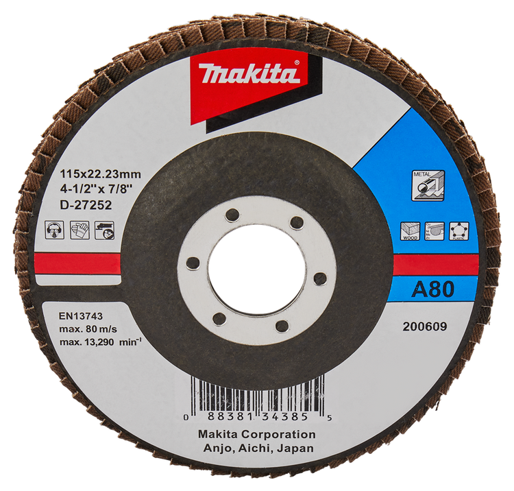 Makita Zubehör Lamellenschleifscheibe 115 mm A80 – D-27252 D-27252