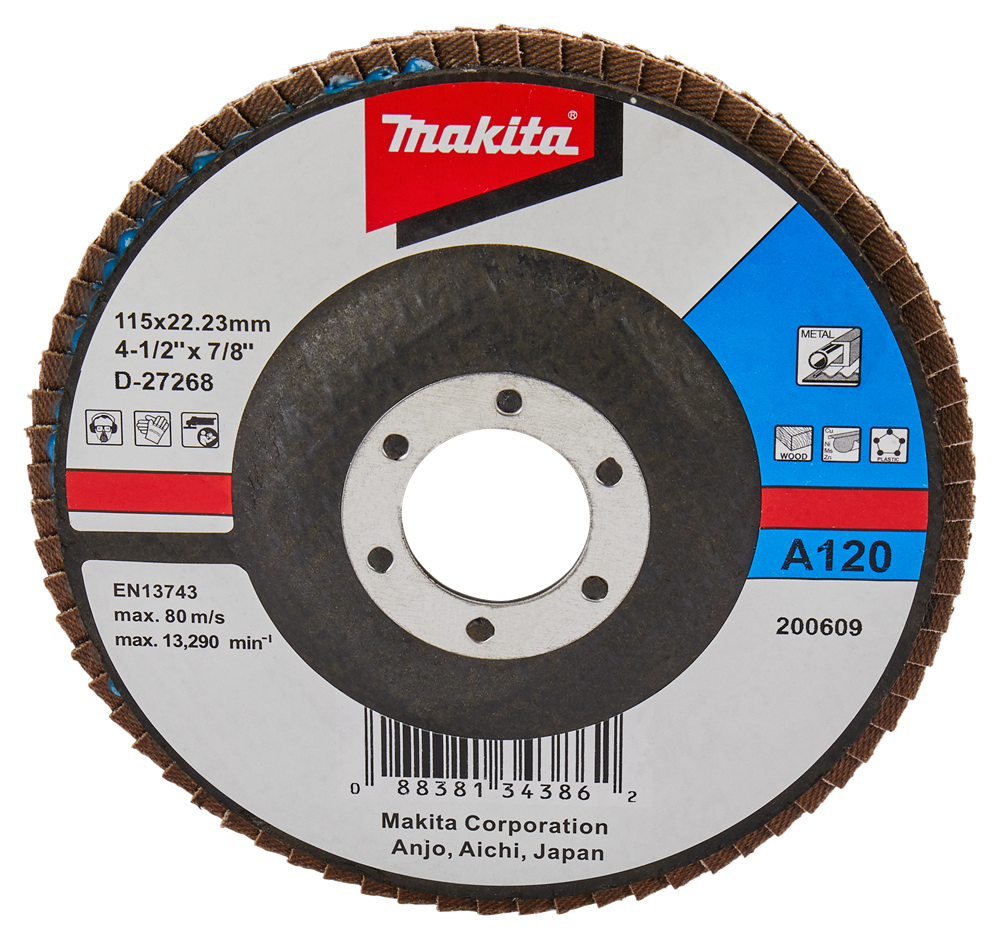 Makita Zubehör Lamellenschleifscheibe 115 mm A120 – D-27268 D-27268