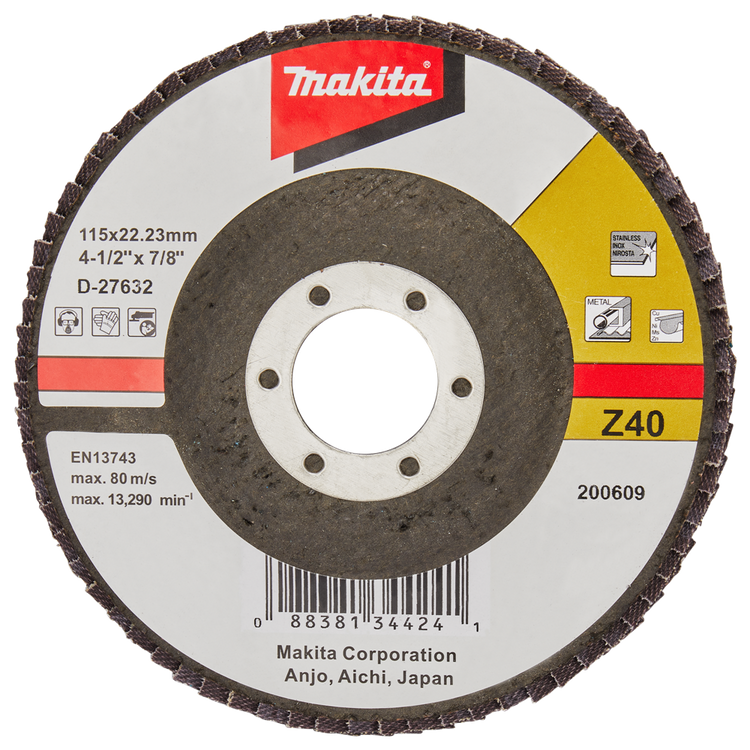Makita Zubehör Lamellenschleifscheibe 115 mm Z40 – D-27632 D-27632