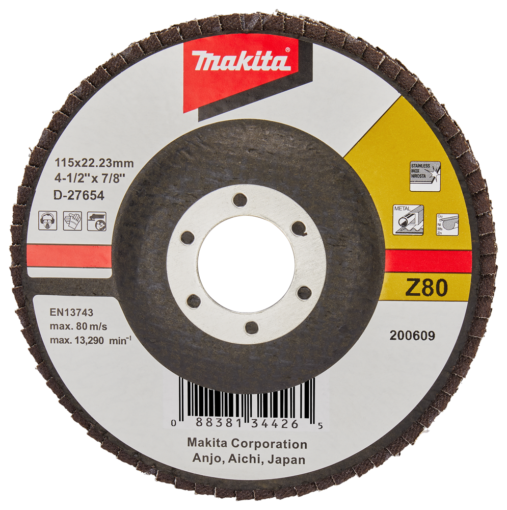 Makita Zubehör Lamellenschleifscheibe 115 mm Z80 – D-27654 D-27654