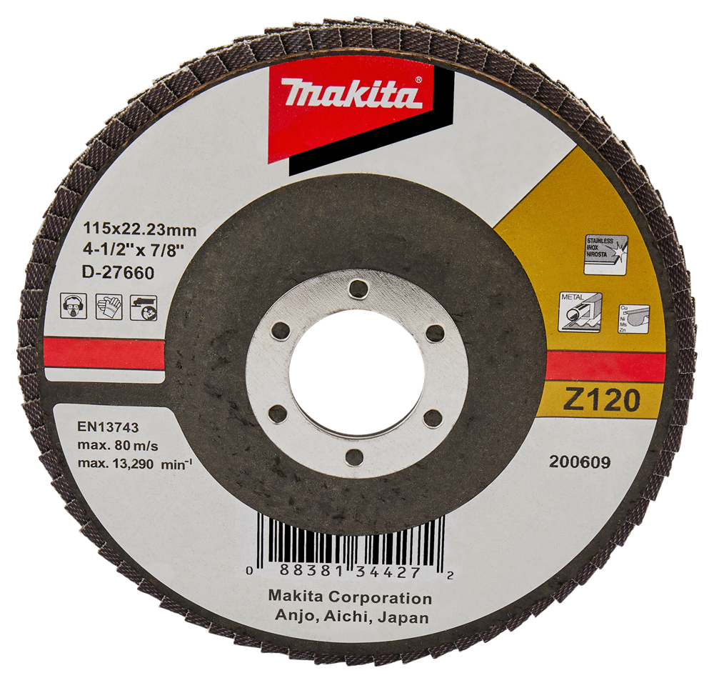 Makita Zubehör Lamellenschleifscheibe 115 mm Z120 – D-27660 D-27660