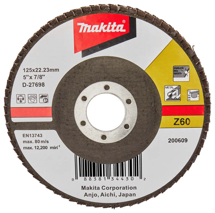 Makita Zubehör Lamellenschleifscheibe 125 mm Z60 – D-27698 D-27698